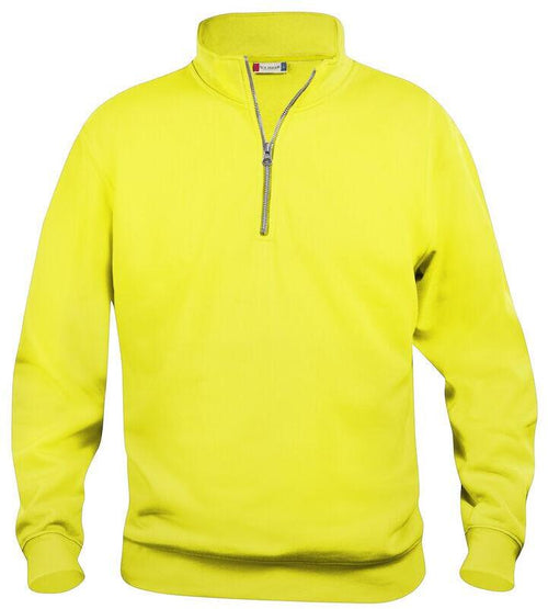 Felpa Basic Mezza Zip Giallo Fluo Felpa Unisex con Cerniera Taglie Forti