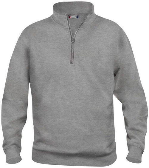 Felpa Basic Mezza Zip Grigio Melange Felpa Unisex con Cerniera Taglie Forti