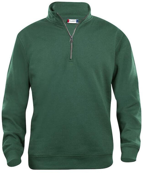 Felpa Basic Mezza Zip Verde Scuro Felpa Unisex con Cerniera
