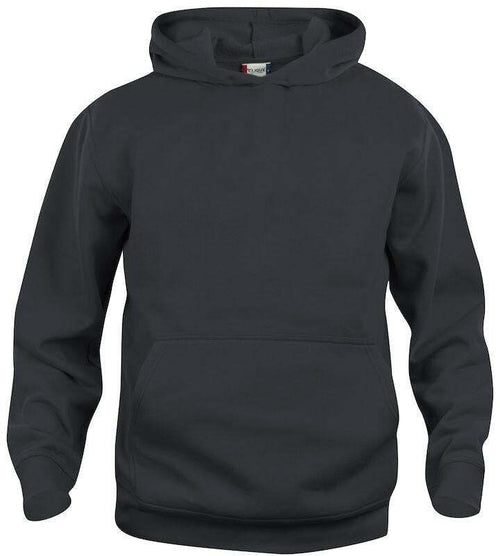 Felpa Basic Nero con Cappuccio Tascone a Marsupio Bambino