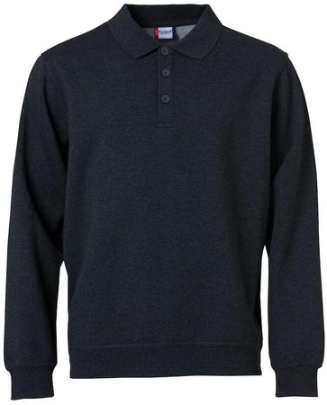 Felpa Basic Polo Antracite Melange Felpa con Colletto Taglie Forti