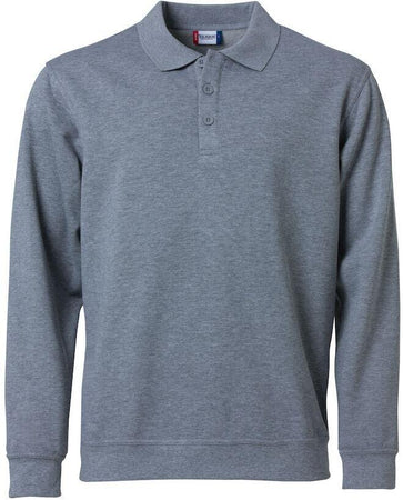 Felpa Basic Polo Grigio Melange Felpa con Colletto