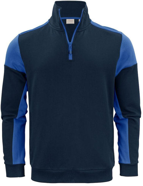 Felpa Bicolore Prime Blu Royal Felpa Mezza Zip Misto Cotone Organico Poliestere Riciclato Ecosostenibile