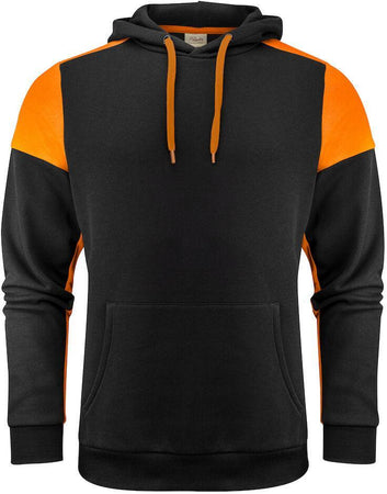 Felpa Bicolore Prime Nero Arancio Blu Felpa Cappuccio Misto Cotone Organico Poliestere Riciclato Ecosostenibile