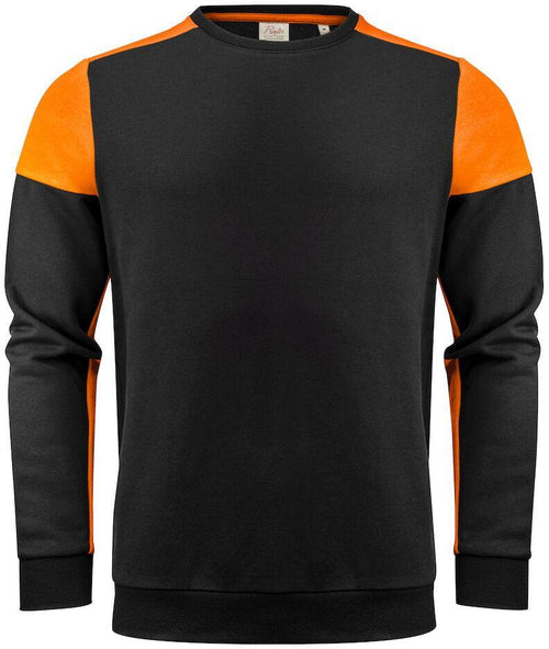 Felpa Bicolore Prime Nero Arancio Felpa Girocollo Misto Cotone Organico Poliestere Riciclato Ecosostenibile