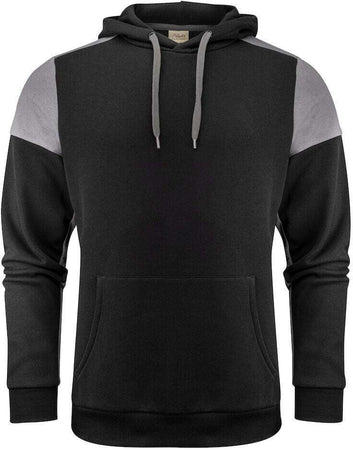 Felpa Bicolore Prime Nero Grigio Felpa Cappuccio Misto Cotone Organico Poliestere Riciclato Ecosostenibile