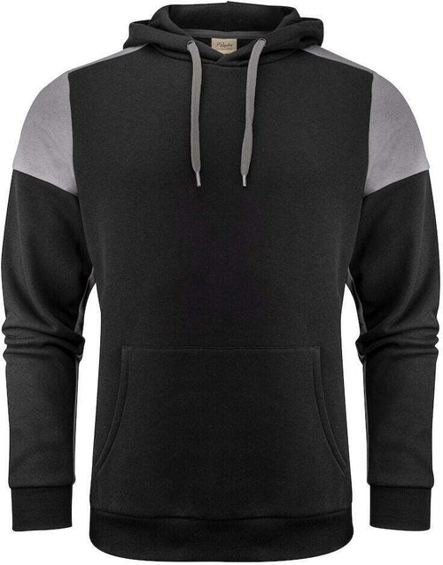 Felpa Bicolore Prime Nero Grigio Felpa Cappuccio Misto Cotone Organico Poliestere Riciclato Ecosostenibile