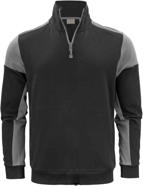 Felpa Bicolore Prime Nero Grigio Felpa Mezza Zip Misto Cotone Organico Poliestere Riciclato Ecosostenibile