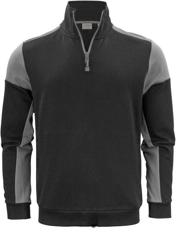 Felpa Bicolore Prime Nero Grigio Felpa Mezza Zip Misto Cotone Organico Poliestere Riciclato Ecosostenibile