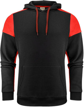 Felpa Bicolore Prime Nero Rosso Felpa Cappuccio Misto Cotone Organico Poliestere Riciclato Ecosostenibile