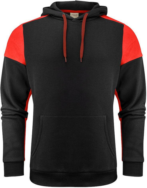 Felpa Bicolore Prime Nero Rosso Felpa Cappuccio Misto Cotone Organico Poliestere Riciclato Ecosostenibile