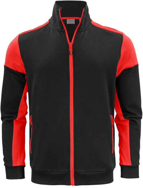 Felpa Bicolore Prime Nero Rosso Felpa da Lavoro con Cerniera Misto Cotone Organico Poliestere Riciclato Ecosostenibile