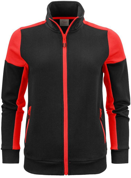 Felpa Bicolore Prime Nero Rosso Felpa Donna da Lavoro con Cerniera Misto Cotone Organico Poliestere Riciclato Ecosostenibile