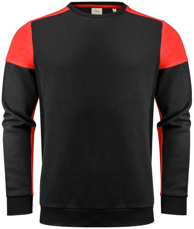 Felpa Bicolore Prime Nero Rosso Felpa Girocollo Misto Cotone Organico Poliestere Riciclato Ecosostenibile