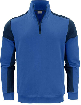 Felpa Bicolore Prime Royal Blu Felpa Mezza Zip Misto Cotone Organico Poliestere Riciclato Ecosostenibile