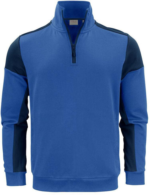 Felpa Bicolore Prime Royal Blu Felpa Mezza Zip Misto Cotone Organico Poliestere Riciclato Ecosostenibile