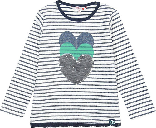 Felpa Bimba Estiva Bianca e Blu Maglione a Righe con Cuori di Paillettes Maglioncino Estivo Ragazza Fashion con Brillantini 100% Cotone felpa bambina/ragazza Piccole Canaglie - Tropea, Commerciovirtuoso.it