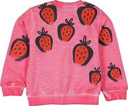 Felpa Bimba Rosa Stampata Fragole 100% Cotone Girocollo Fuchsia con Bottoni Fragola Maglia Bambina Fragoline Rosa felpa baby femmina Piccole Canaglie - Tropea, Commerciovirtuoso.it