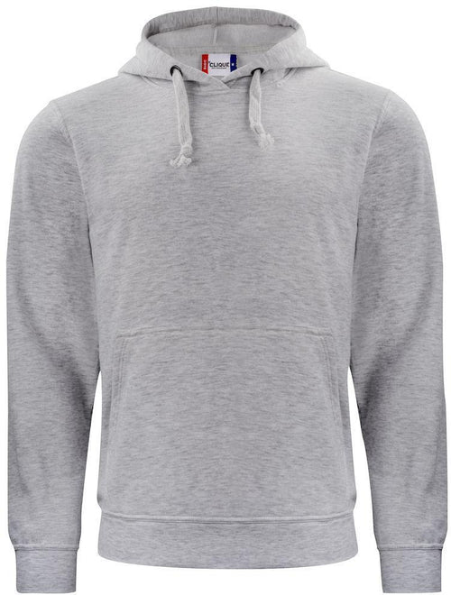 Felpa Clique Basic Grigio Melange con Cappuccio Tascone a Marsupio Taglie Forti