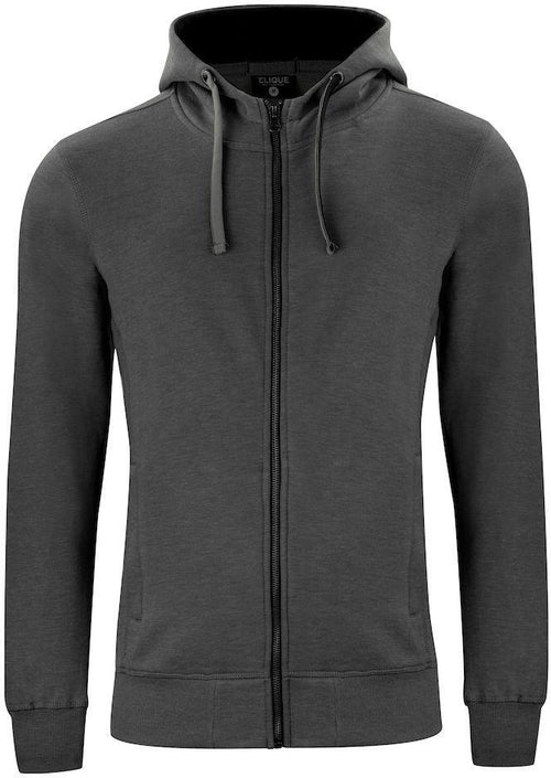 Felpa Clique Classic Antracite Melange Zip/Cappuccio Uomo 300 grammi Taglie Forti