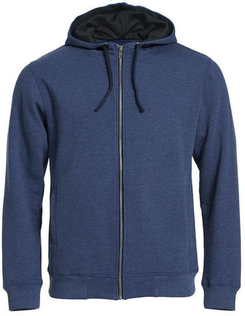 Felpa Clique Classic Blu Melange Zip/Cappuccio Uomo 300 grammi