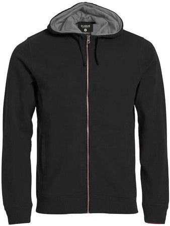 Felpa Clique Classic Nero Zip/Cappuccio Uomo 300 grammi Taglie Forti