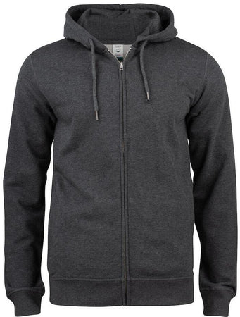Felpa Clique Zip Cappuccio Antracite Melange Felpa Uomo Cotone Organico Ecosostenibile Taglie Forti