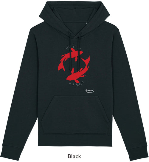 Felpa da Uomo con Cappuccio Stampa Red Fishes Hoodie DREAMERS Brand