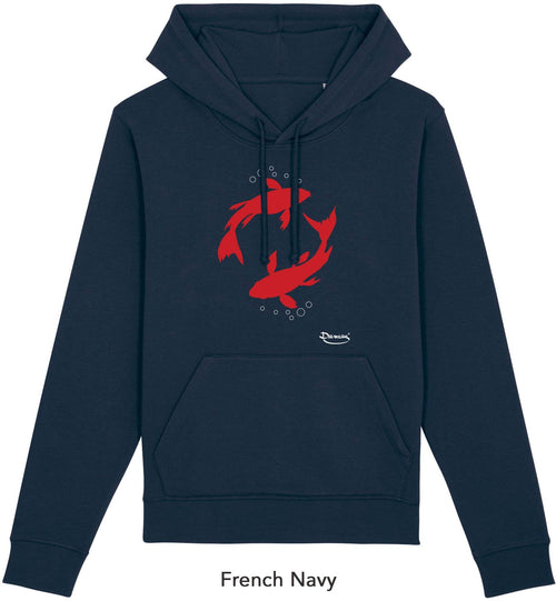 Felpa da Uomo con Cappuccio Stampa Red Fishes Hoodie DREAMERS Brand