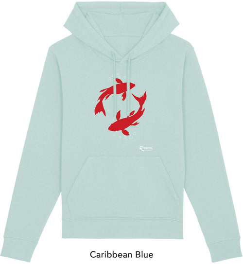 Felpa da Uomo con Cappuccio Stampa Red Fishes Hoodie DREAMERS Brand