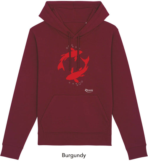 Felpa da Uomo con Cappuccio Stampa Red Fishes Hoodie DREAMERS Brand