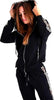 Felpa Donna Nera con Cappuccio Regolabile Cerniera Zip Frontale Inserti Maculati Animalier Tg. Unica Maglia Donna Invernale Colore Nero Felpa donna L'Orchidea - Siderno, Commerciovirtuoso.it