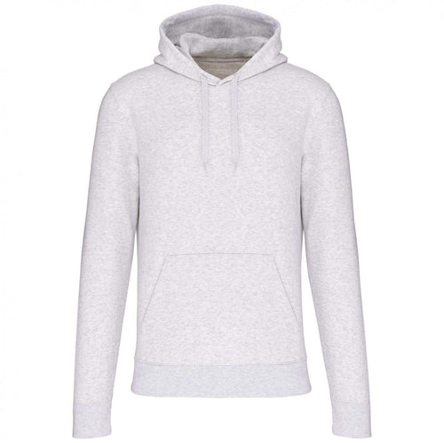 Felpa Ecosostenibile Cenere Felpa Uomo con Cappuccio Tascone Cotone Biologico Poliestere Riciclato