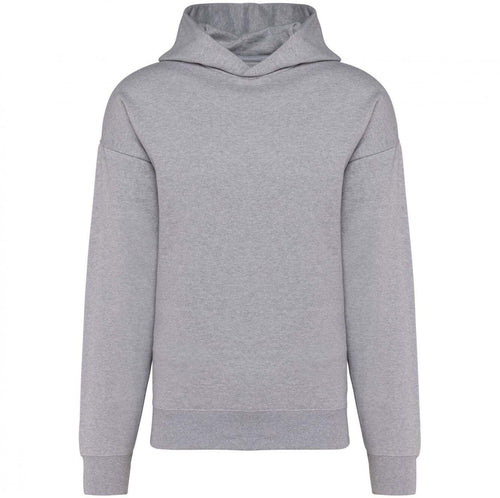 Felpa Kariban Oversize Grigio Melange Felpa Unisex con Cappuccio Tascone Marsupio Spalle Cadenti