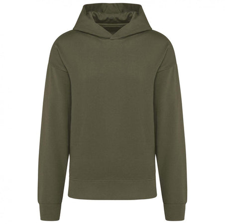 Felpa Kariban Oversize Khaki Felpa Unisex con Cappuccio Tascone Marsupio Spalle Cadenti