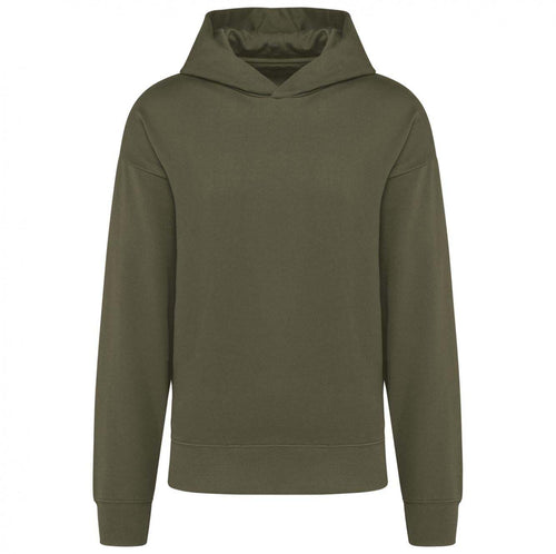Felpa Kariban Oversize Khaki Felpa Unisex con Cappuccio Tascone Marsupio Spalle Cadenti