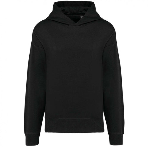 Felpa Kariban Oversize Nero Felpa Unisex con Cappuccio Tascone Marsupio Spalle Cadenti