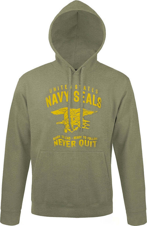 Felpa Navy Seals Unisex Felpa Stampata Ready To Lead - Ready To Follow Never Quit Tinta Unita Sport e tempo libero/Fan Shop/Abbigliamento/Felpe con cappuccio e felpe Il Distintivo - Pesaro, Commerciovirtuoso.it