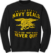 Felpa Navy Seals Unisex Felpa Stampata Ready To Lead - Ready To Follow Never Quit Tinta Unita Sport e tempo libero/Fan Shop/Abbigliamento/Felpe con cappuccio e felpe Il Distintivo - Pesaro, Commerciovirtuoso.it
