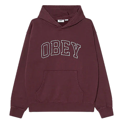 OBEY felpa obey collegiate faded hood fleece - winetasting faded wash da uomo