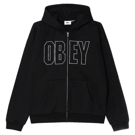 OBEY felpa obey gordon extra heavy zip hood fleece - black da uomo