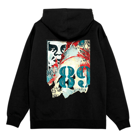OBEY felpa obey lisbon icon fleece - black da uomo