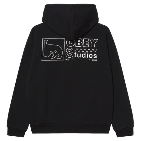 OBEY felpa obey nico extra heavy hood fleece - black da uomo