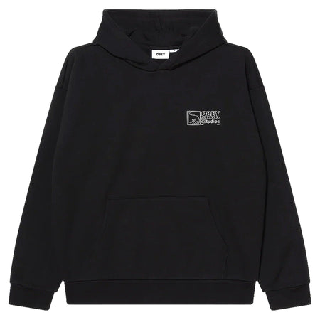 OBEY felpa obey nico extra heavy hood fleece - black da uomo
