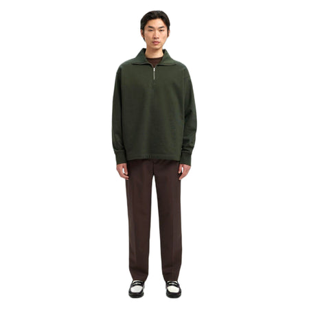 SELECTED HOMME felpa selected homme relax aron ls half zip sweat - deep forest da uomo