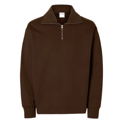 SELECTED HOMME felpa selected homme relax aron ls half zip sweat - marrone da uomo