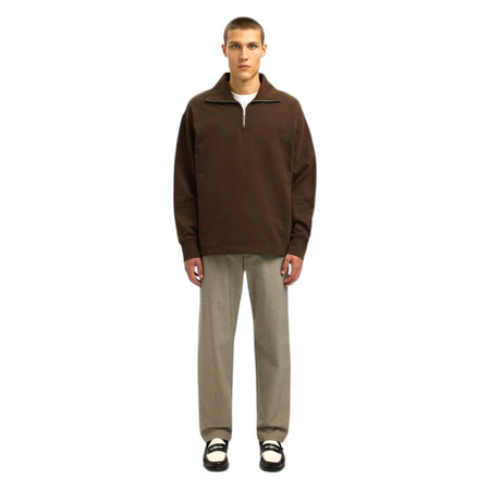 SELECTED HOMME felpa selected homme relax aron ls half zip sweat - marrone da uomo