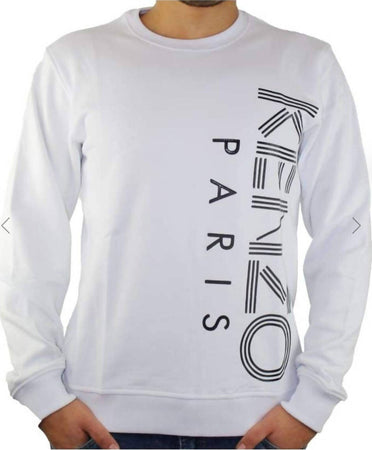 Felpa Uoma Kenzo Tinta Unita Bianca Con Scritta Felpa Girocollo 100% Cotone Logo Paris Kenzo Maniche Lunghe E Polsini a Coste Moda/Uomo/Abbigliamento/Felpe/Felpe senza cappuccio Euforia - Bronte, Commerciovirtuoso.it