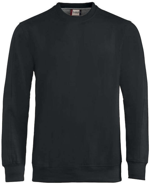 Felpa Uomo Girocollo Nera Clique Canton Colore Nero 60%Cotone Costine su Collo e Polsini Tinta Unita Invernale