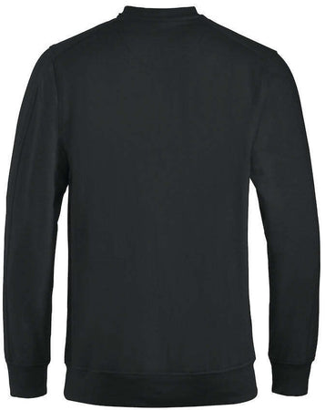 Felpa Uomo Girocollo Nera Clique Canton Colore Nero 60%Cotone Costine su Collo e Polsini Tinta Unita Invernale